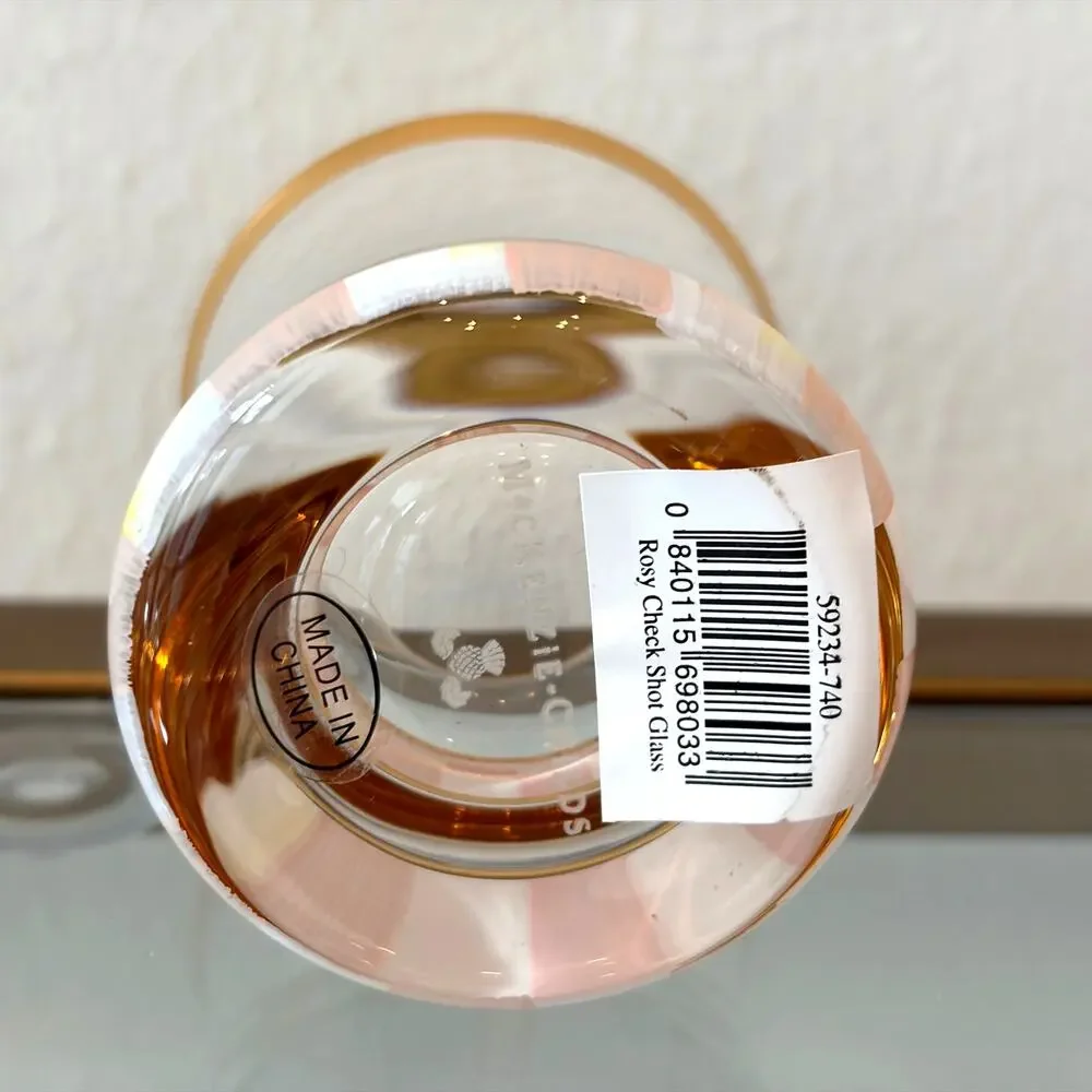 NEW Mackenzie Childs Rosy Check Shot Glass 2oz